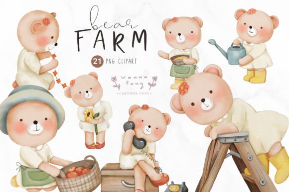 Bear Adorable Animal Watercolor Illustrations for Digital Sellers