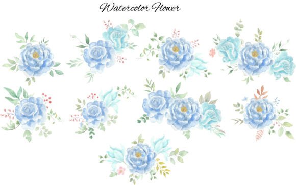 Blue Watercolor Flower and Leaves: A Fresh Illustrations Choice for Modern Branding