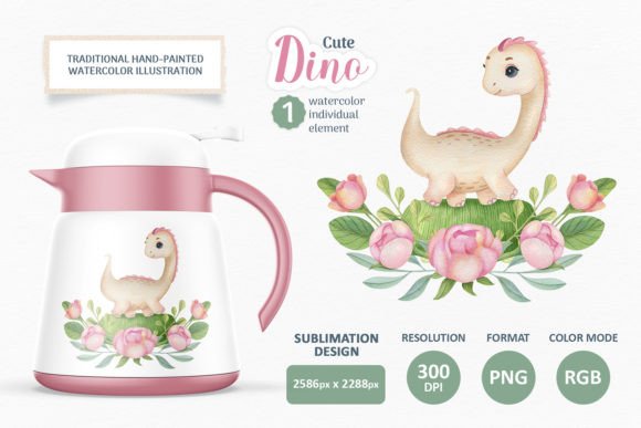 Cute Dino Watercolor Illustration PNG: A Brand Designer’s Take for Local Business Branding