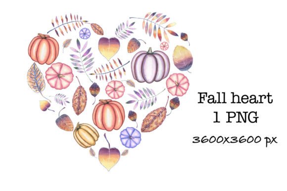 Fall Heart Sublimation Watercolor Illustrations for Digital Sellers
