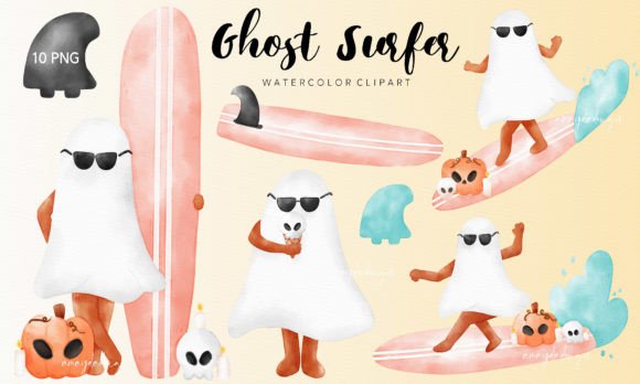 Ghost Surfer Halloween Watercolor Set: A Designer’s Real-Use Review for Branding and Visual Projects