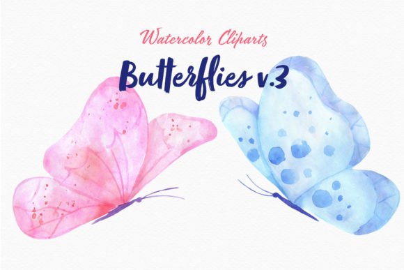 h1Pink Blue Butterfly Watercolor Illustrations for Creative Sellers/h1