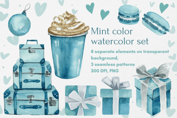 Mint Watercolor Clipart with Giftbox: A Soft, Elegant Illustration for Crafters & Etsy Sellers