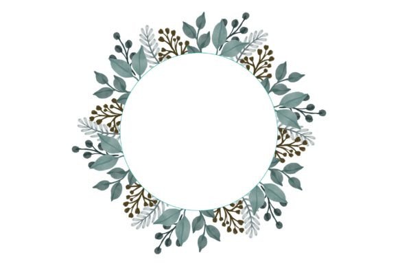 Pastel Green Watercolor Floral Frame Illustrations for Branding