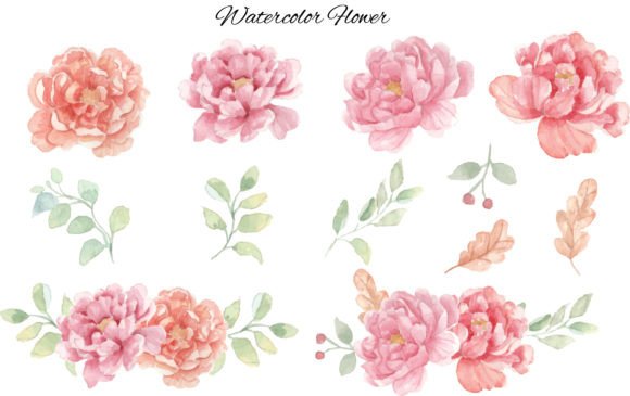 Peony Watercolor Flower Clipart for Handmade Business & Crafting Projects