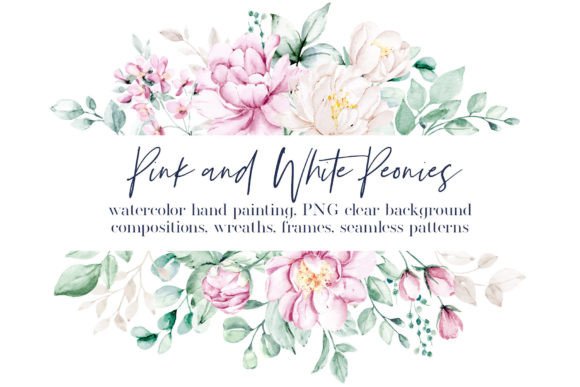 Pink and White Watercolor Flowers Illustrations for Modern Branding