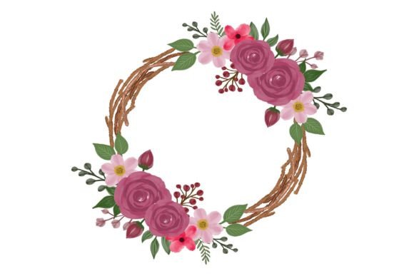 Pink Roses Watercolor Wreath: A Soft, Versatile Illustration for Branding and Creative Design