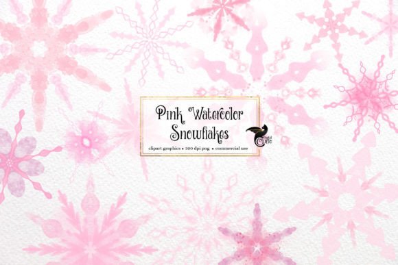 Pink Watercolor Snowflakes Illustrations for Modern Branding
