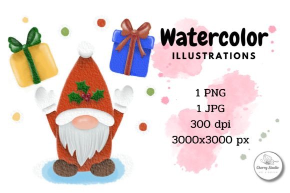 Santa Gnome, Watercolor: A Festive Illustration for Seasonal Branding and Design Projects