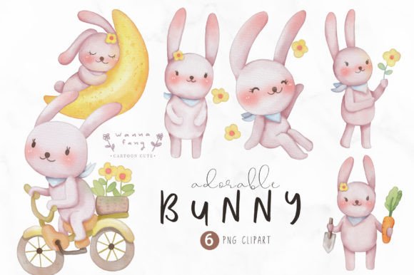 Soft & Sweet: Bunny Adorable Animal Watercolor, PNG for Local Branding