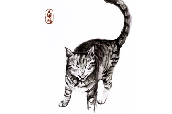 Watercolor Asian Cat Illustration for Crafters & Handmade Sellers