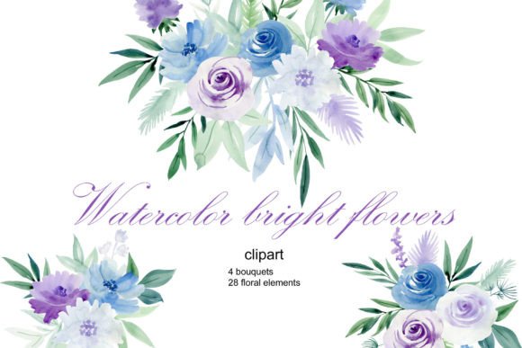 Watercolor Bright Flowers Clipart for Creative Sellers & Digital Product Makers
