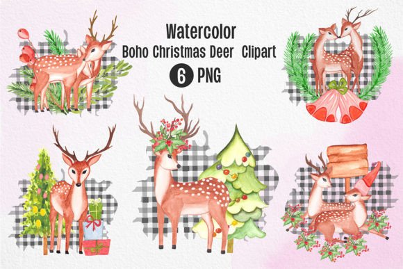 Watercolor Christmas Deer Illustrations for Sellable Digital Products