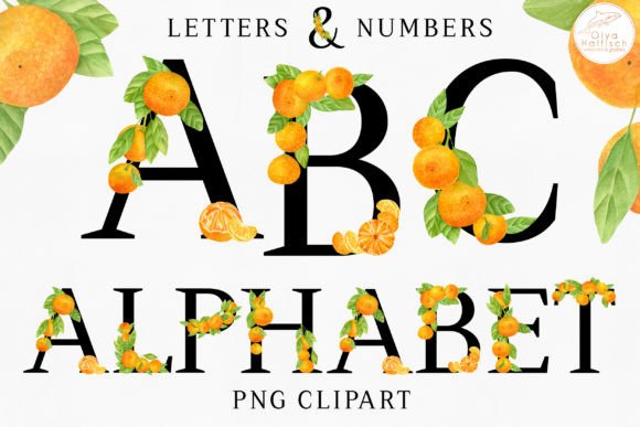 Watercolor Citrus Alphabet Letters PNG: A Fresh Visual Asset for Branding and Marketing
