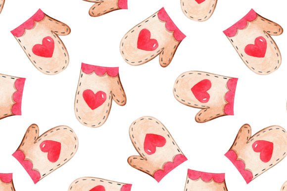 Watercolor Cute Mittens Seamless Pattern for Branding & Marketing