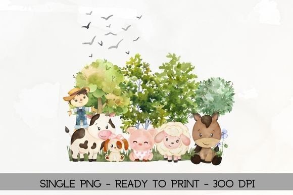 Watercolor Farm Baby Animals Illustrations for Brand Design