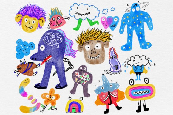 Watercolor Funny Monster Nursery Wallart: A Playful Illustration for Creative Sellers