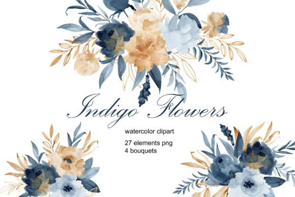 Watercolor Indigo Flowers Clipart: A Versatile Illustration for Blog & Editorial Design