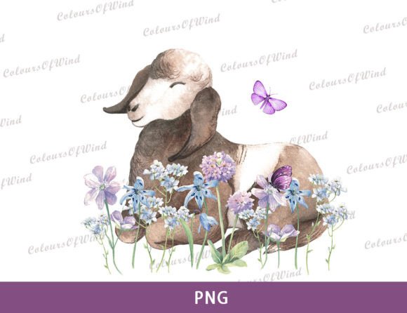 Watercolor Lamb Sublimation Illustration: A Farm Animal Charm for Crafters