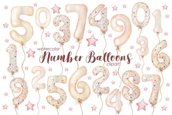 Watercolor Number Pink Balloons: A Versatile Illustration for Playful Branding