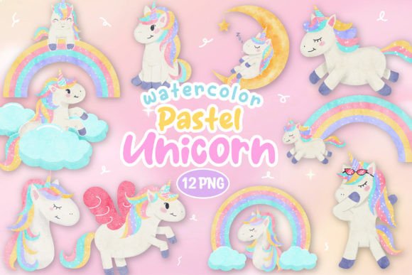 Watercolor Pastel Unicorn Cliparts: Illustrations That Add Whimsy to Content Publishing