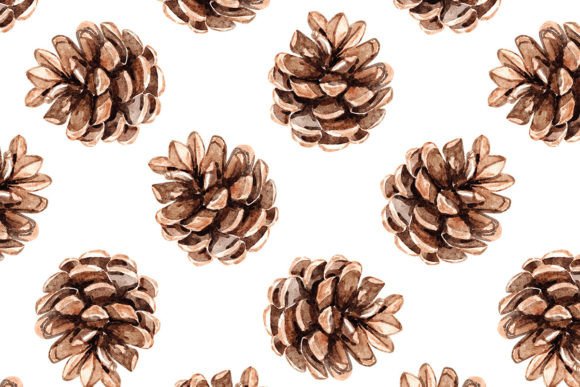 Watercolor Pine Cones Seamless Pattern for Illustrations & Digital Product Sellers