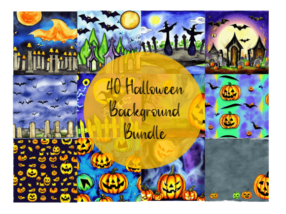 Watercolor Style 40 Halloween Background: Illustrations That Bring Spooky Charm to Branding