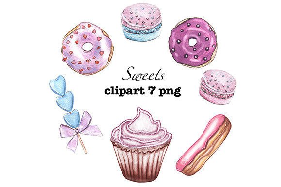 Watercolor Sweets Clipart, PNG: A Sweet Touch for Crafting & Handmade Business