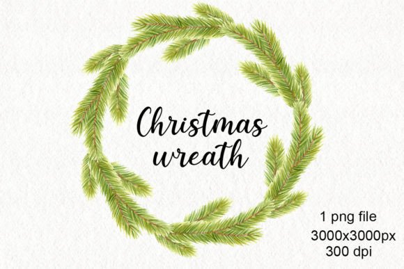 Watercolor Xmas Fir Wreath PNG: A Festive Illustration for Holiday Content Design